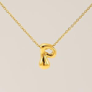 1 Piece Simple Series Daily Letter P Titanium Steel  Gold Color Unisex Pendant Necklaces h5 